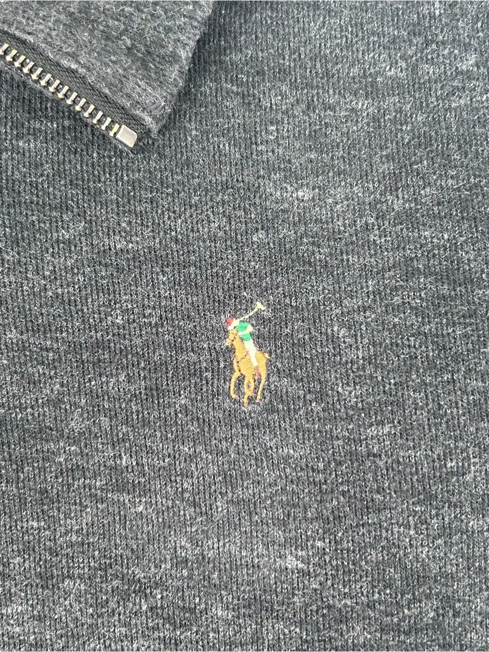 Polo Ralph Lauren Men’s Estate-Rib Quarter-Zip Pullover Charcoal Grey Size XL